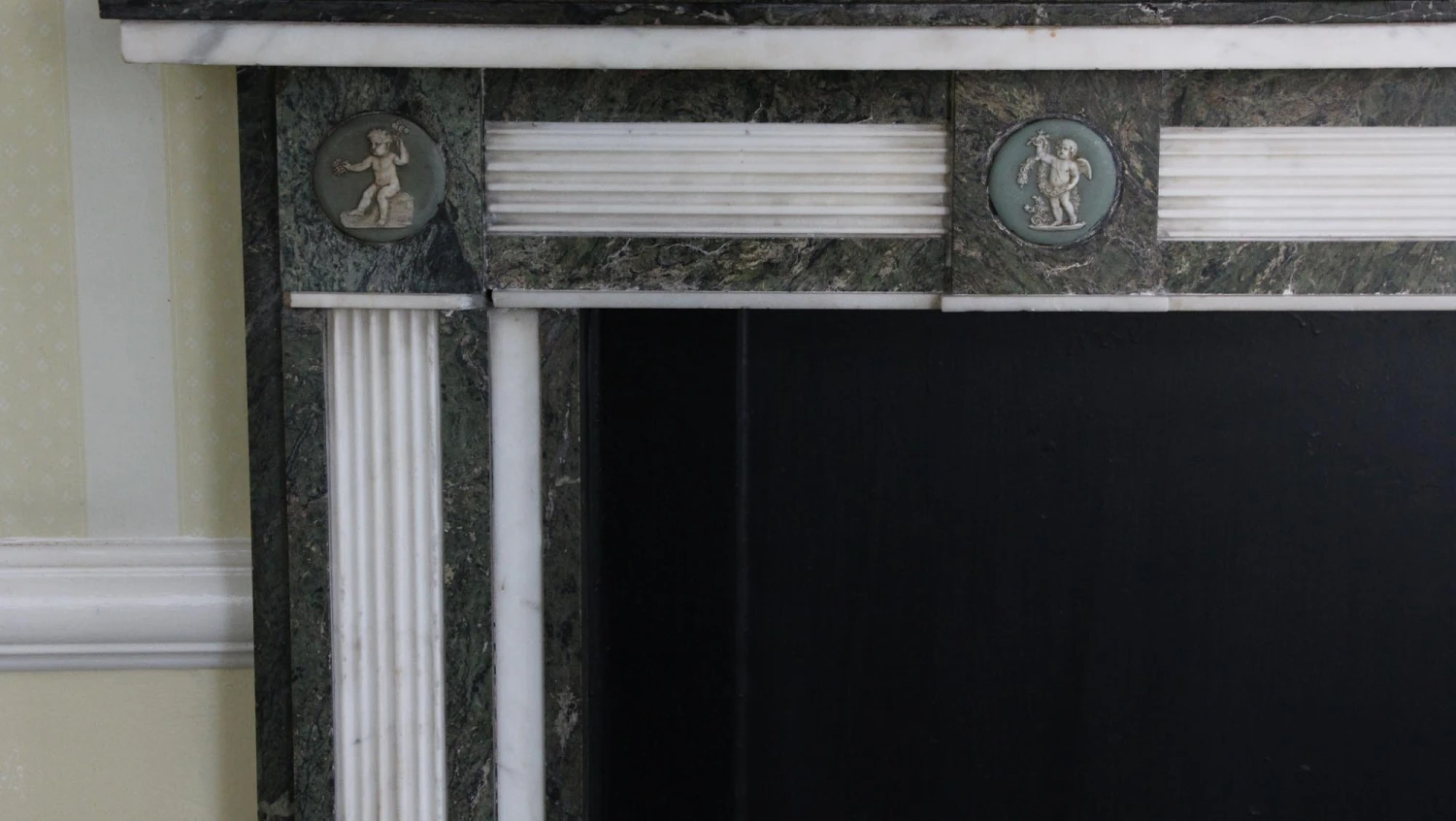 Waldorf Astoria Gray & White Figural Marble Mantel 9 Waldorf Astoria Gray & White Figural Marble Mantel - Image 7