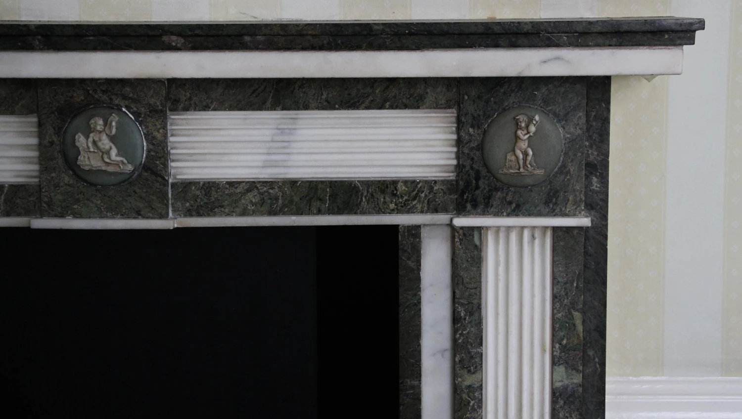 Waldorf Astoria Gray & White Figural Marble Mantel 10 Waldorf Astoria Gray & White Figural Marble Mantel - Image 8