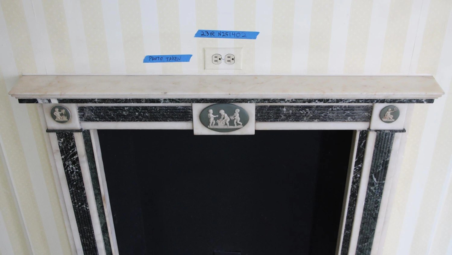 Waldorf Astoria Green & White Figural Marble Mantel 8 Waldorf Astoria Green & White Figural Marble Mantel - Image 6