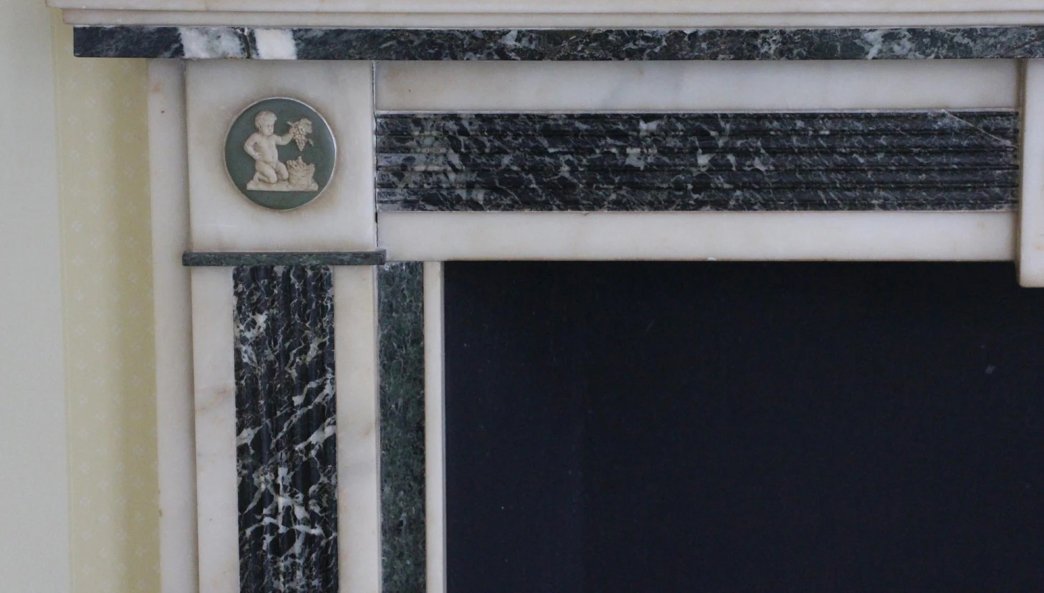 Waldorf Astoria Green & White Figural Marble Mantel 9 Waldorf Astoria Green & White Figural Marble Mantel - Image 7