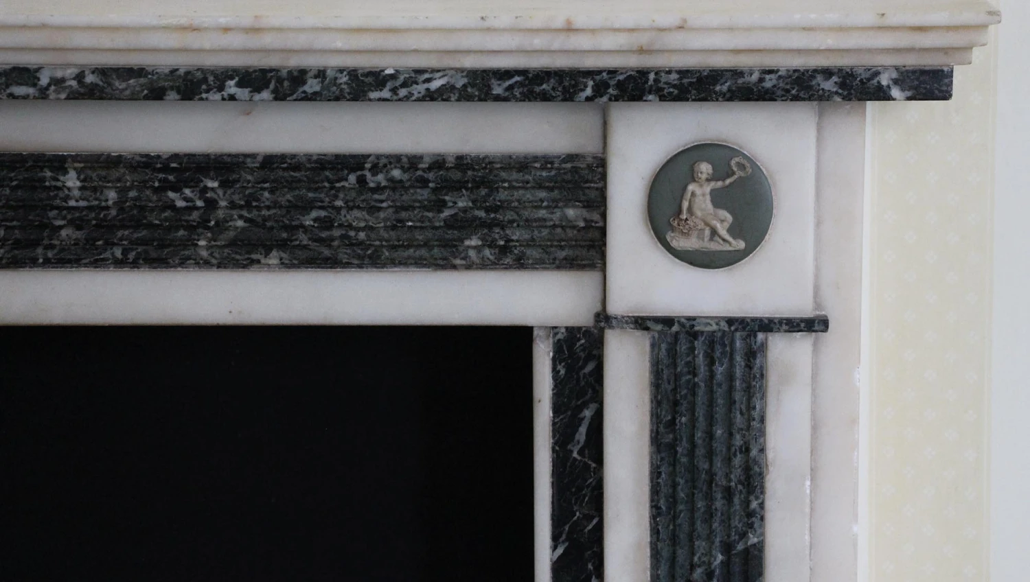 Waldorf Astoria Green & White Figural Marble Mantel 11 Waldorf Astoria Green & White Figural Marble Mantel - Image 9