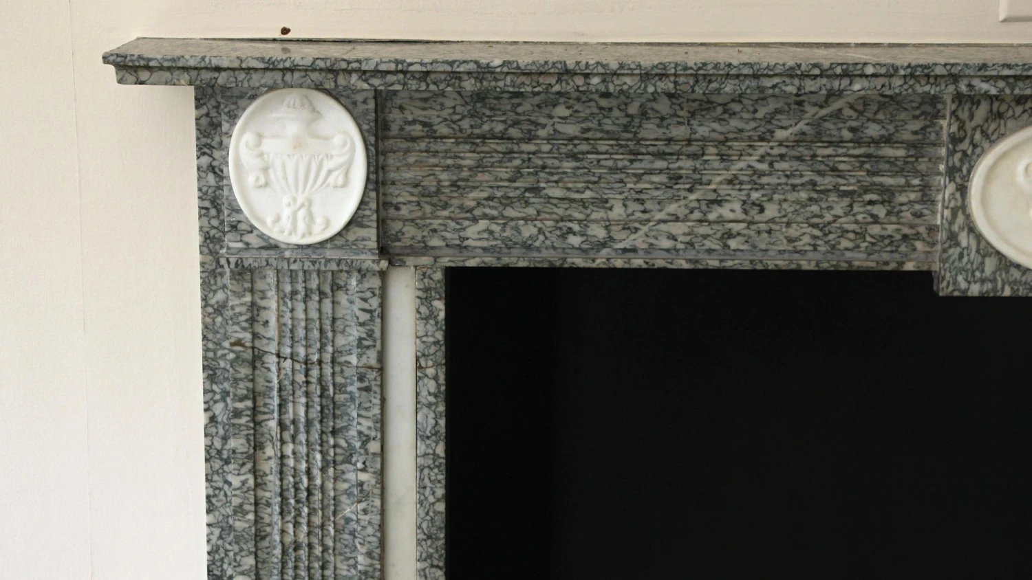 Waldorf Astoria Gray Marble Mantel With Urn Detail 7 Waldorf Astoria Gray Marble Mantel With Urn Detail - Image 5