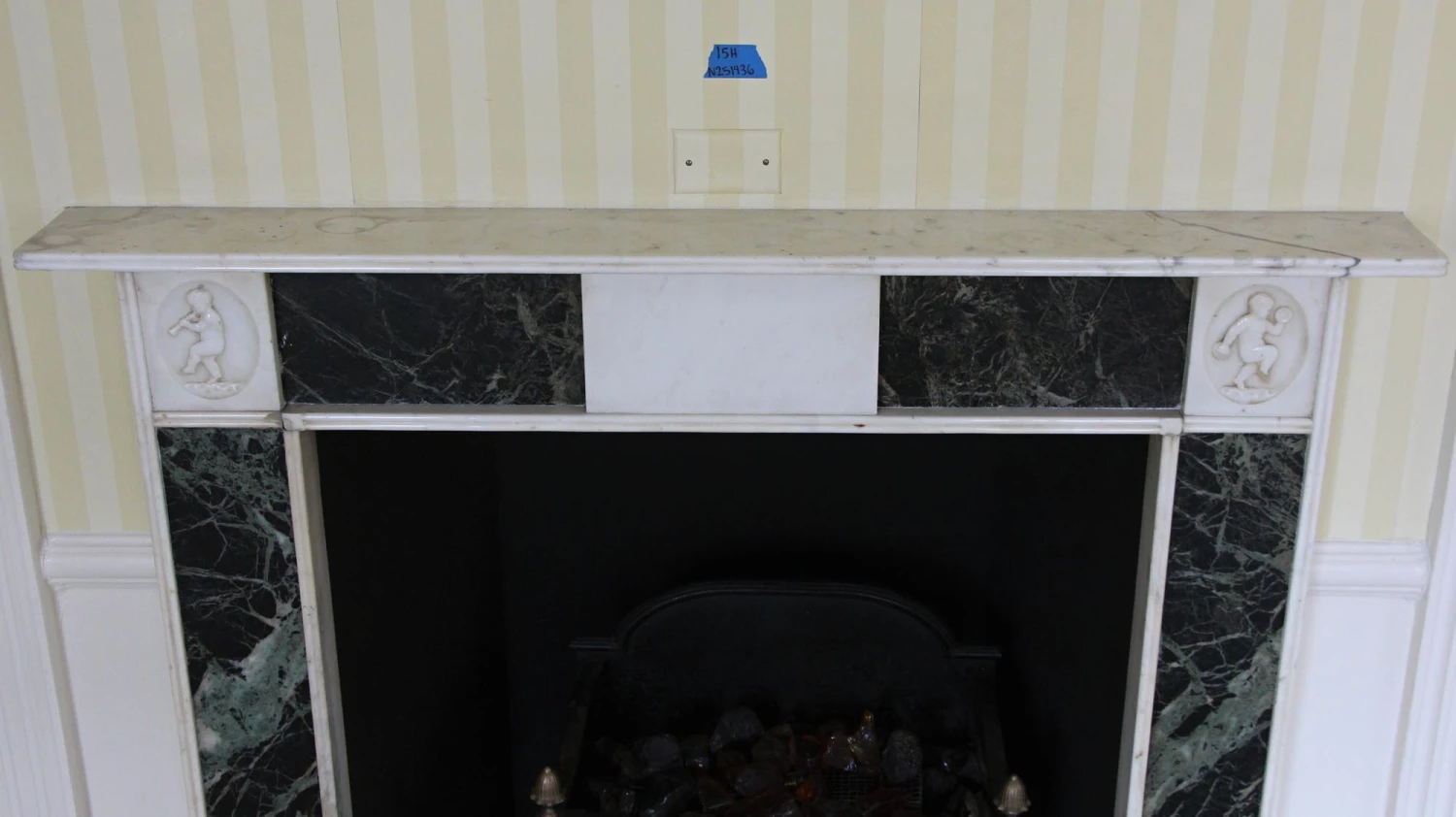 Waldorf Astoria Early Verde Antico And Statuary Marble Mantel 8 Waldorf Astoria Early Verde Antico And Statuary Marble Mantel - Image 6