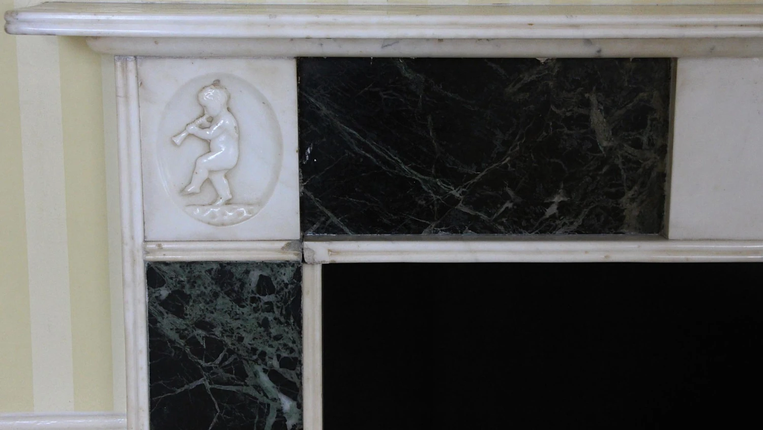 Waldorf Astoria Early Verde Antico And Statuary Marble Mantel 9 Waldorf Astoria Early Verde Antico And Statuary Marble Mantel - Image 7