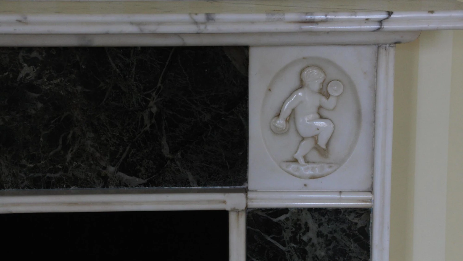 Waldorf Astoria Early Verde Antico And Statuary Marble Mantel 10 Waldorf Astoria Early Verde Antico And Statuary Marble Mantel - Image 8