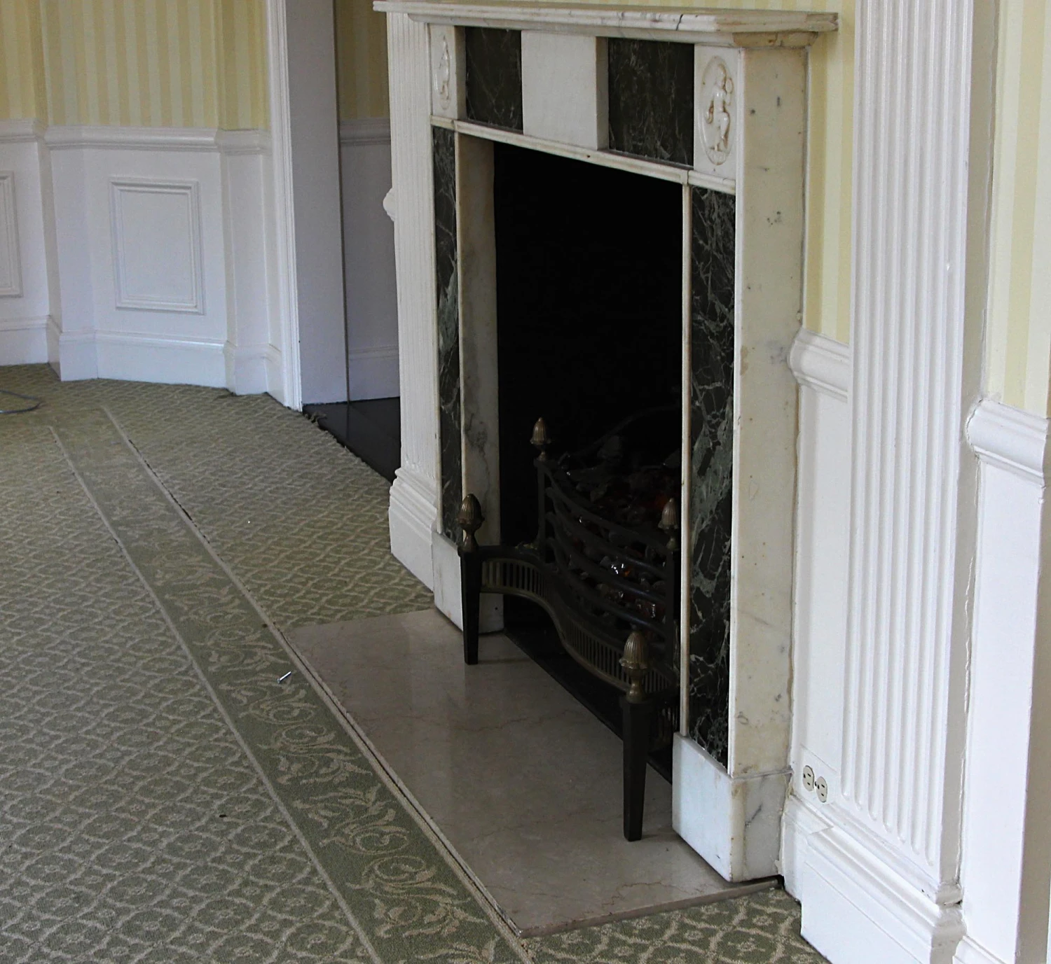 Waldorf Astoria Early Verde Antico And Statuary Marble Mantel 13 Waldorf Astoria Early Verde Antico And Statuary Marble Mantel - Image 11