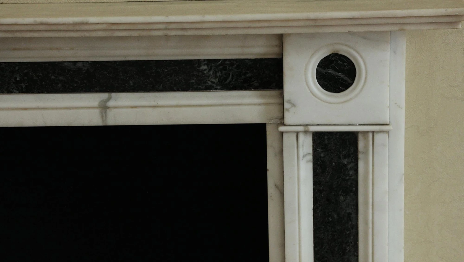 Waldorf Astoria White And Verde Antico Marble Mantel 11 Waldorf Astoria White And Verde Antico Marble Mantel - Image 9