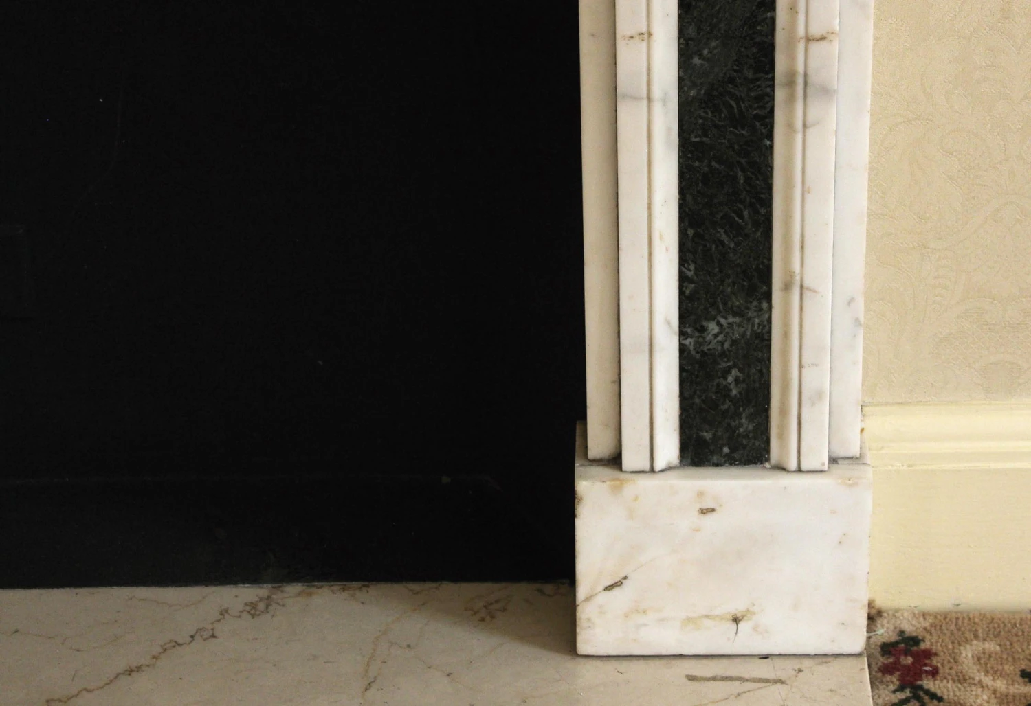 Waldorf Astoria White And Verde Antico Marble Mantel 13 Waldorf Astoria White And Verde Antico Marble Mantel - Image 11