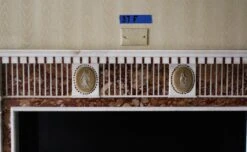 Waldorf Astoria Marble Mantel With Red & Yellow Inlay 20 Waldorf Astoria Marble Mantel With Red & Yellow Inlay -OGT Sale Store wan251550 05