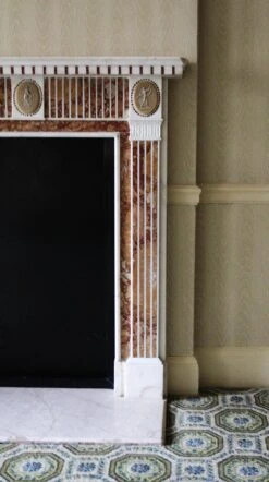 Waldorf Astoria Marble Mantel With Red & Yellow Inlay 22 Waldorf Astoria Marble Mantel With Red & Yellow Inlay -OGT Sale Store wan251550 07