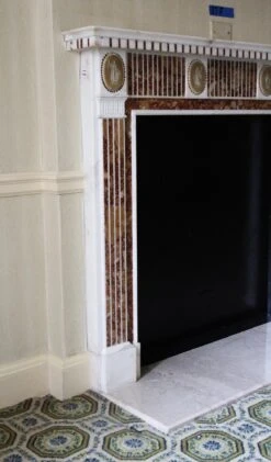 Waldorf Astoria Marble Mantel With Red & Yellow Inlay 23 Waldorf Astoria Marble Mantel With Red & Yellow Inlay -OGT Sale Store wan251550 08