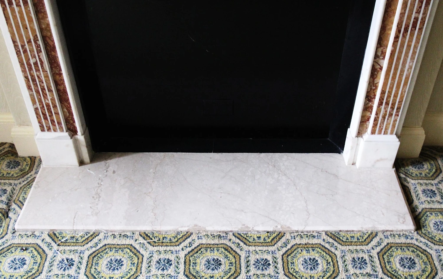 Waldorf Astoria Marble Mantel With Red & Yellow Inlay 13 Waldorf Astoria Marble Mantel With Red & Yellow Inlay - Image 11