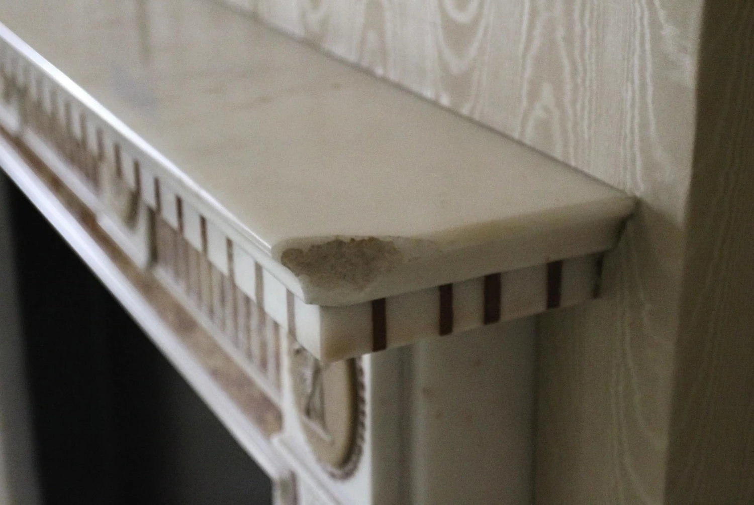 Waldorf Astoria Marble Mantel With Red & Yellow Inlay 14 Waldorf Astoria Marble Mantel With Red & Yellow Inlay - Image 12