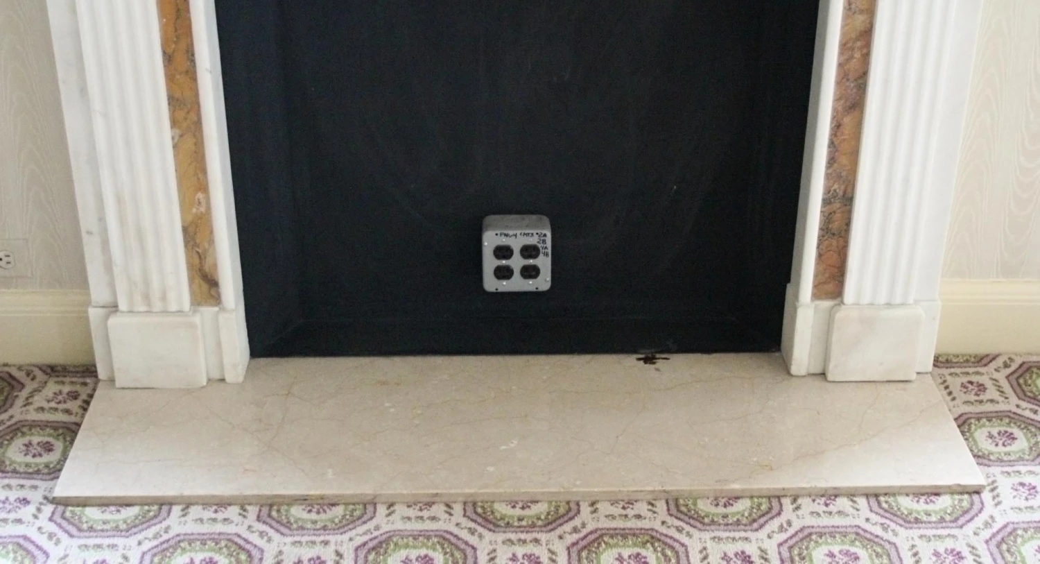 Waldorf Astoria White Marble Mantel With Sienna Trim 14 Waldorf Astoria White Marble Mantel With Sienna Trim - Image 12