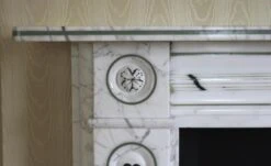 Waldorf Astoria White Marble Mantel With Bulls Eye Motif 16 Waldorf Astoria White Marble Mantel With Bulls Eye Motif -OGT Sale Store wan251560 04