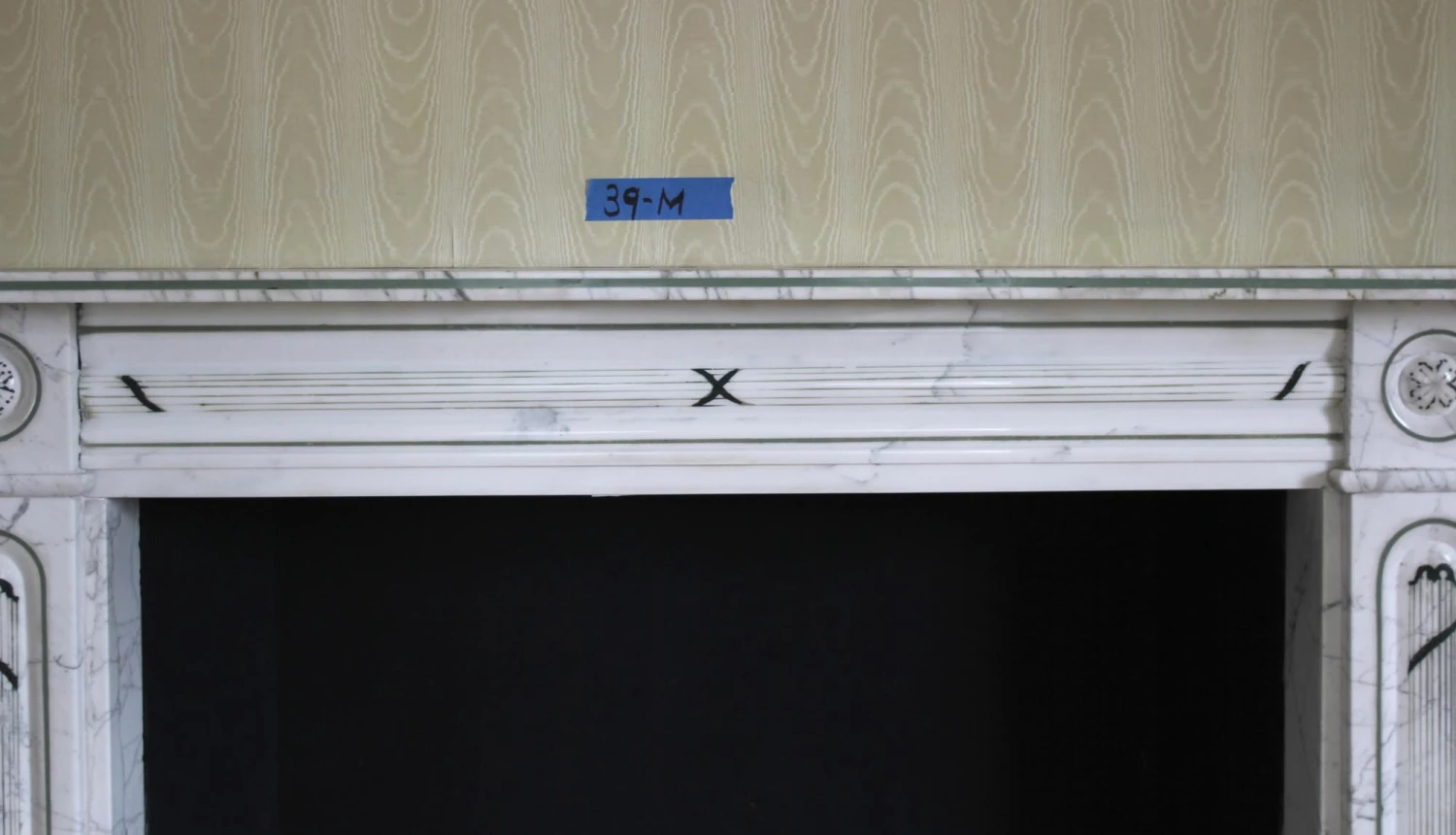 Waldorf Astoria White Marble Mantel With Bulls Eye Motif 7 Waldorf Astoria White Marble Mantel With Bulls Eye Motif - Image 5