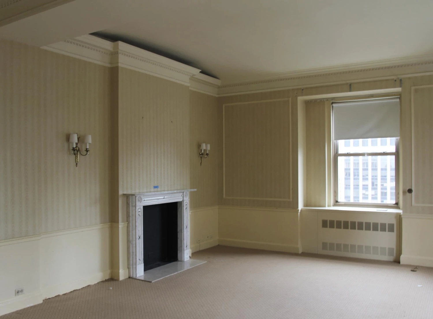 Waldorf Astoria White Marble Mantel With Bulls Eye Motif 13 Waldorf Astoria White Marble Mantel With Bulls Eye Motif - Image 11