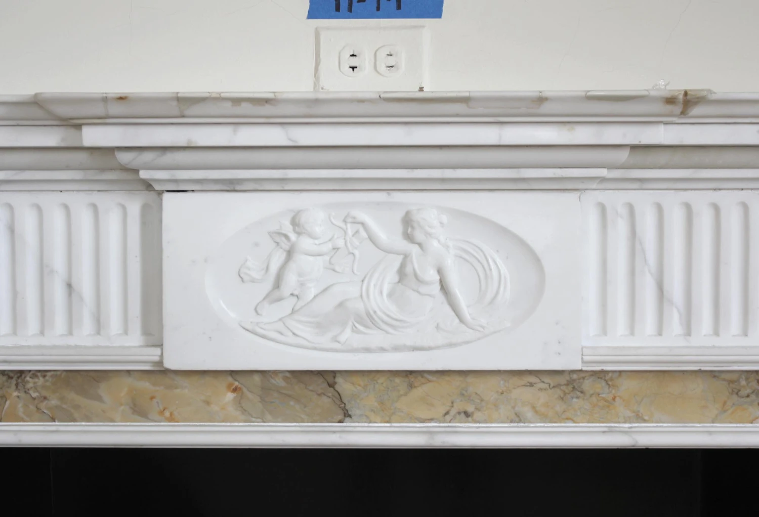 Waldorf Astoria White Marble Mantel With Yellow Trim 7 Waldorf Astoria White Marble Mantel With Yellow Trim - Image 5