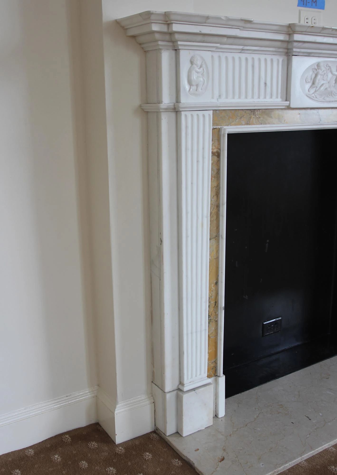 Waldorf Astoria White Marble Mantel With Yellow Trim 12 Waldorf Astoria White Marble Mantel With Yellow Trim - Image 10