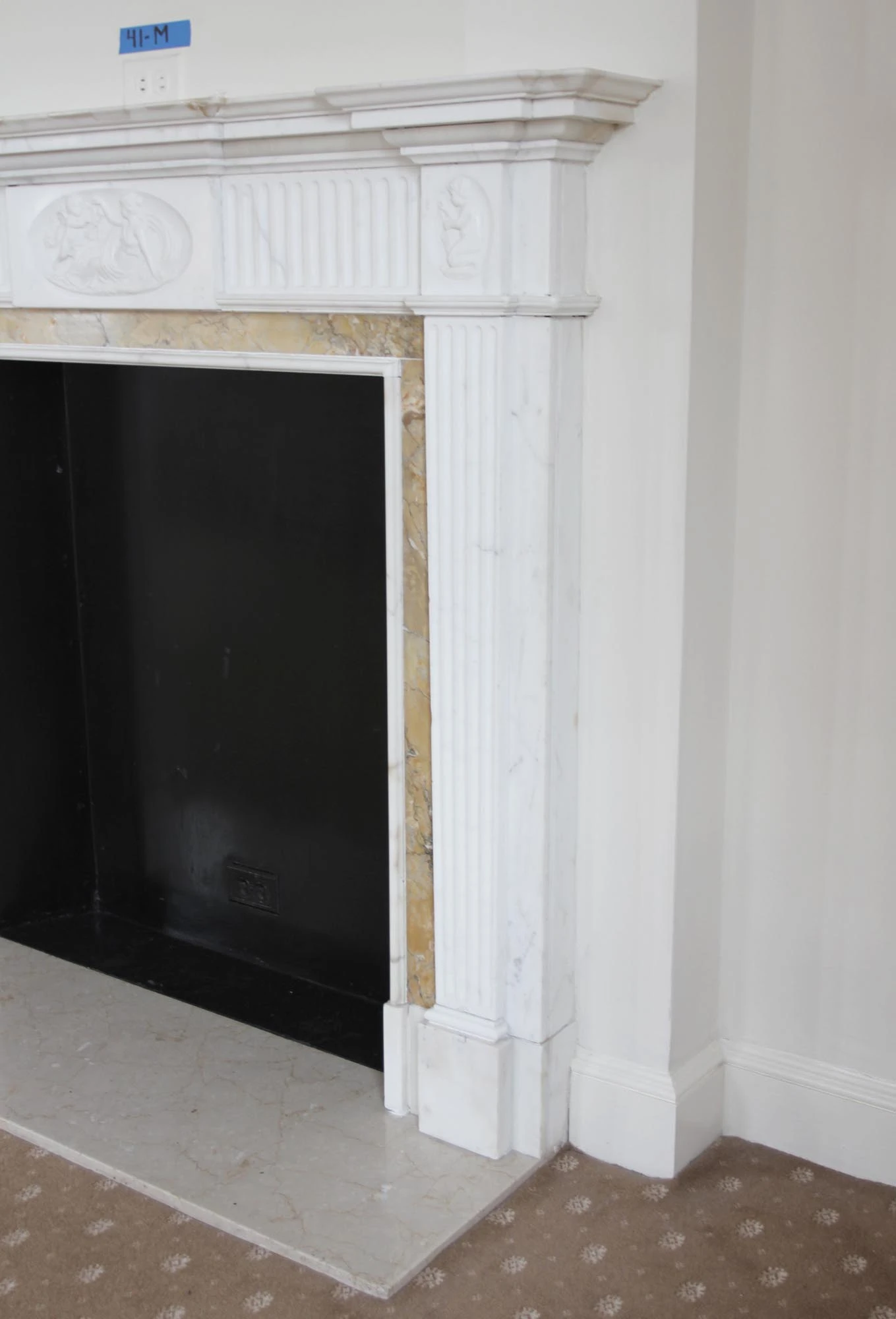 Waldorf Astoria White Marble Mantel With Yellow Trim 13 Waldorf Astoria White Marble Mantel With Yellow Trim - Image 11