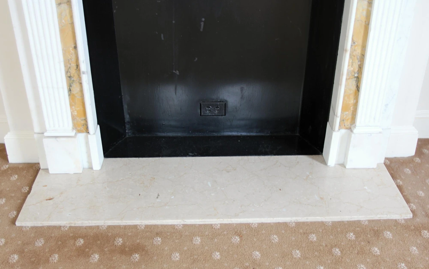 Waldorf Astoria White Marble Mantel With Yellow Trim 14 Waldorf Astoria White Marble Mantel With Yellow Trim - Image 12