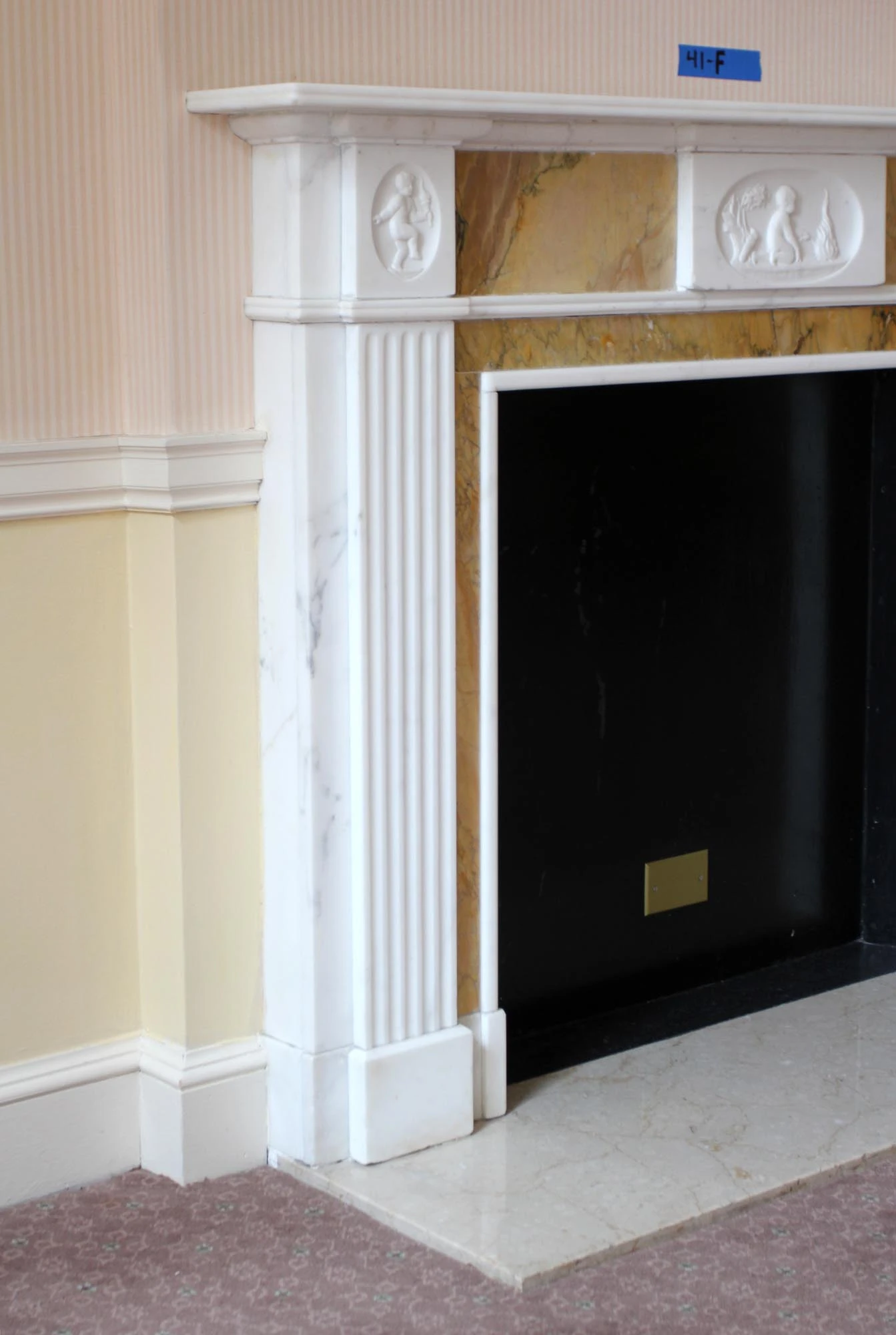 Waldorf Astoria English Marble Mantel With Boy Beside A Fire Motif 7 Waldorf Astoria English Marble Mantel With Boy Beside A Fire Motif - Image 5