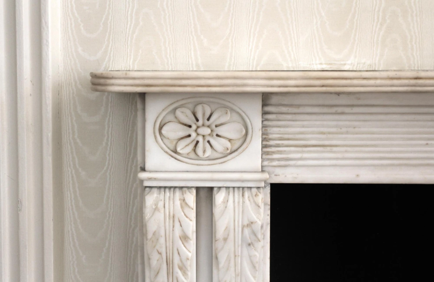 Waldorf Astoria Carved Statuary Marble English Regency Mantel 9 Waldorf Astoria Carved Statuary Marble English Regency Mantel - Image 7