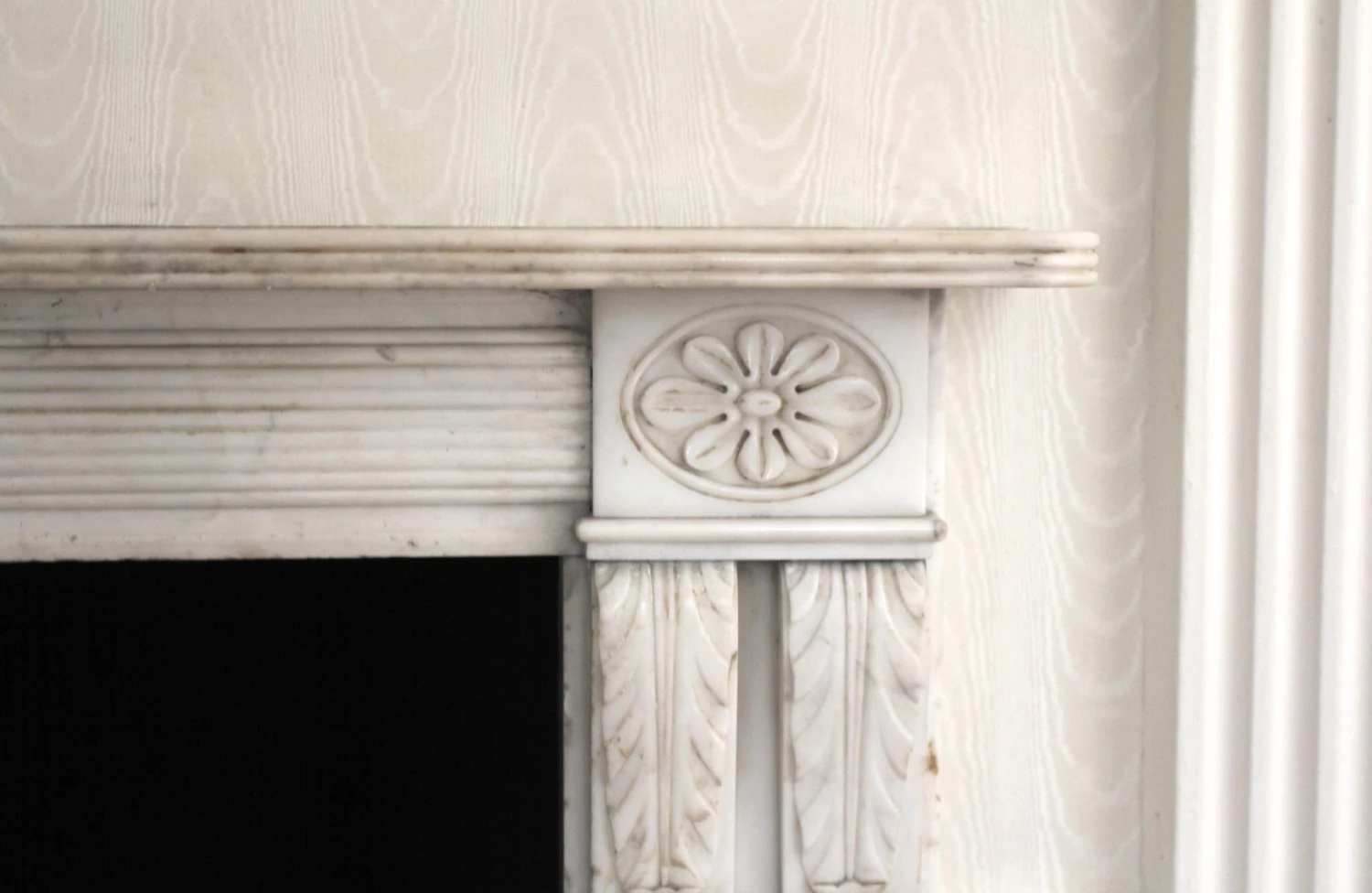 Waldorf Astoria Carved Statuary Marble English Regency Mantel 11 Waldorf Astoria Carved Statuary Marble English Regency Mantel - Image 9