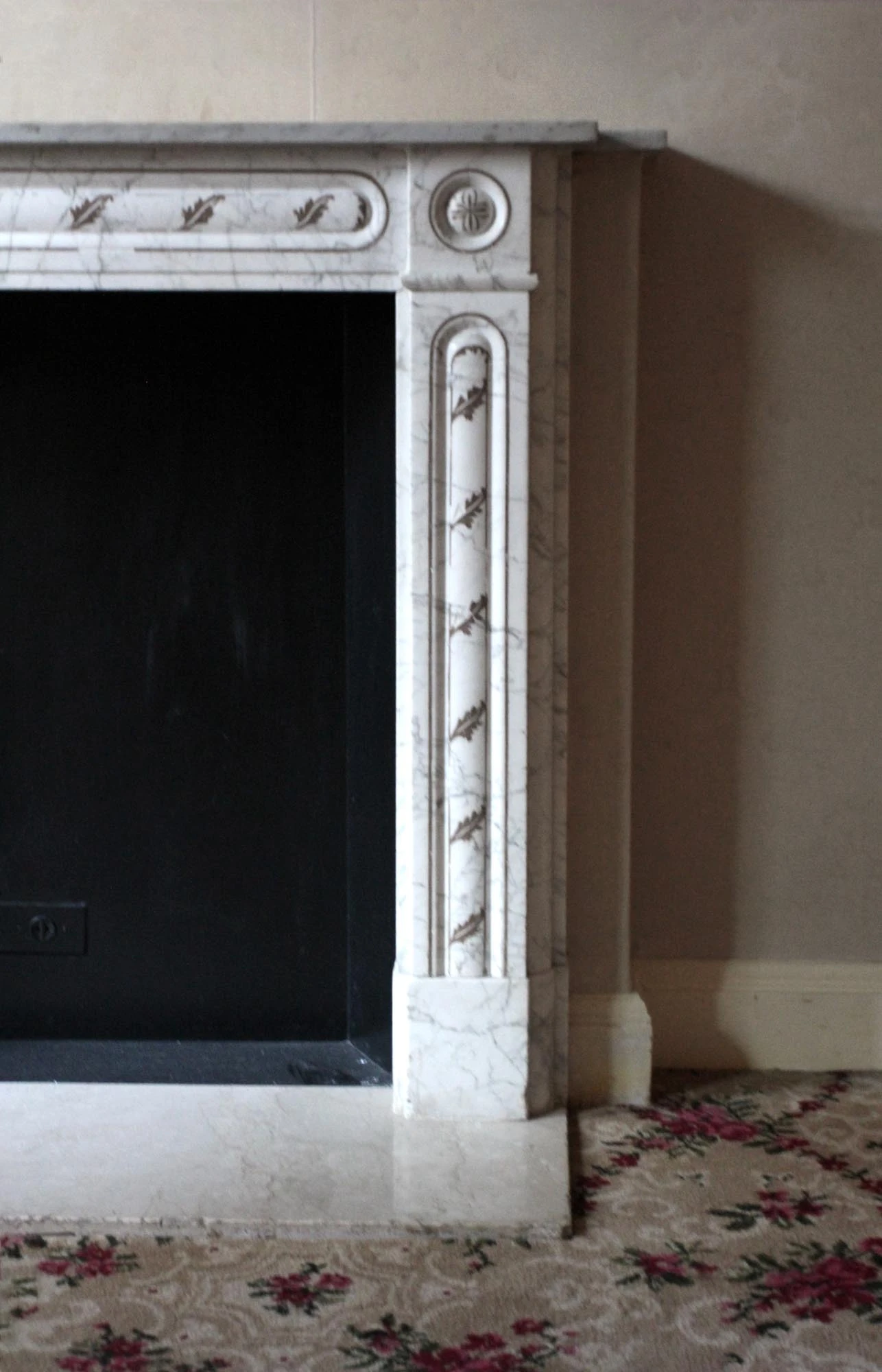 Waldorf Astoria English Regency White Carrara Marble Mantel 11 Waldorf Astoria English Regency White Carrara Marble Mantel - Image 9