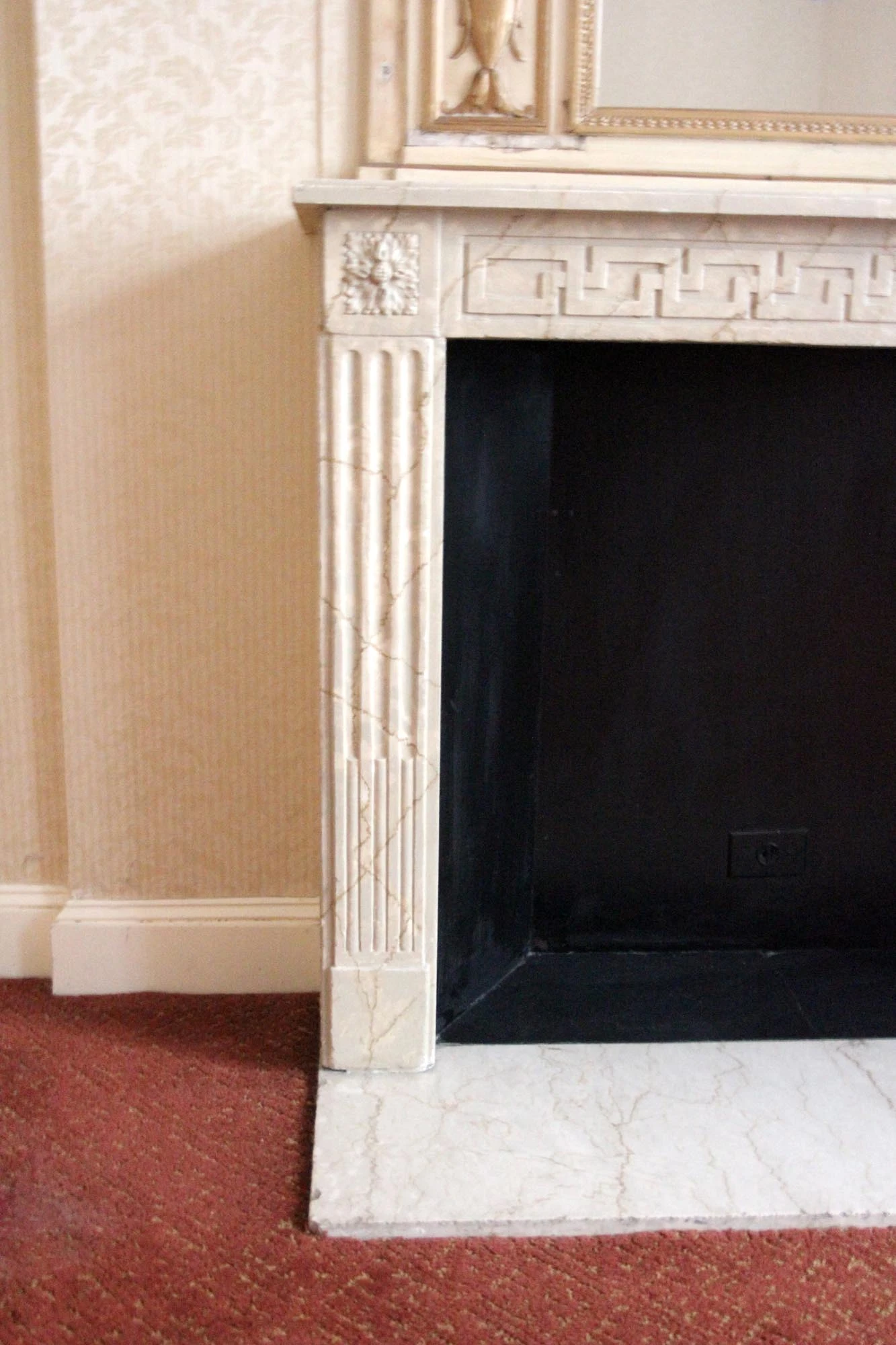 French Regency Limestone Louis XVI Mantel With Greek Key Motif 6 French Regency Limestone Louis XVI Mantel With Greek Key Motif - Image 4