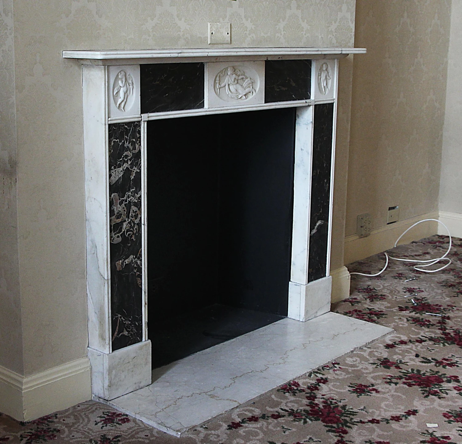 Waldorf Astoria English Regency Marble Mantel With Cherub Figures 6 Waldorf Astoria English Regency Marble Mantel With Cherub Figures - Image 4