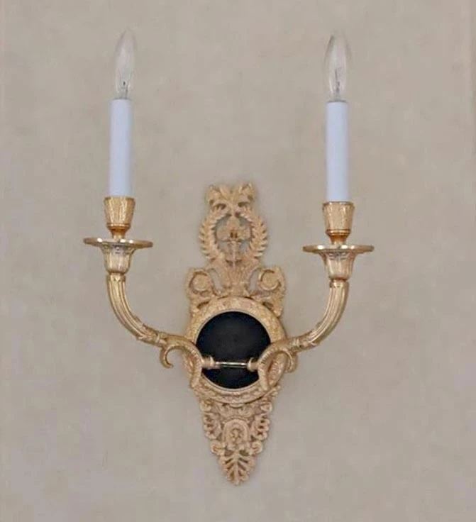 Waldorf Astoria Empire Gold Gilt & Black Lion Head Brass Wall Sconces 11 Waldorf Astoria Empire Gold Gilt & Black Lion Head Brass Wall Sconces - Image 9