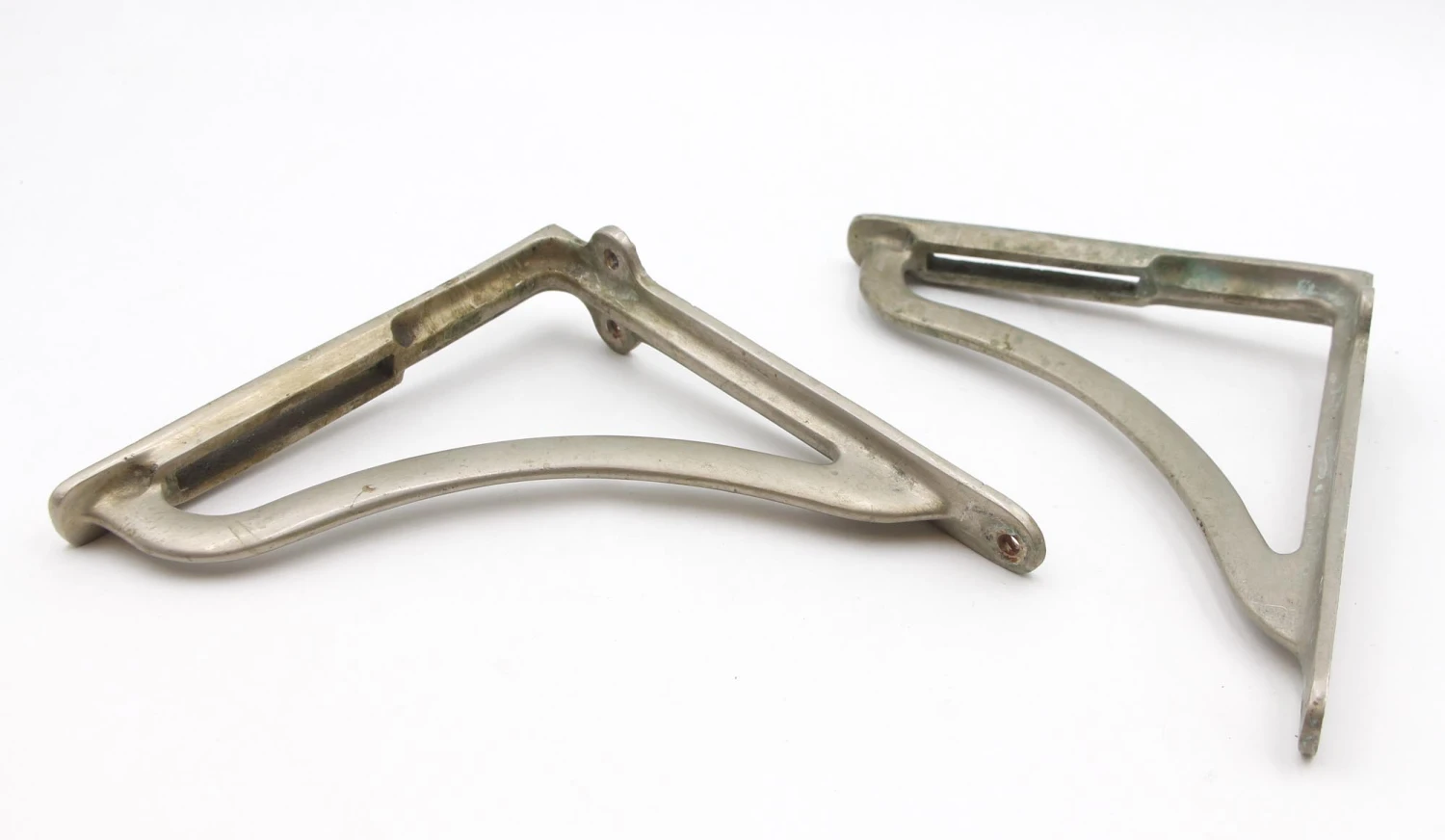 Pair Of Waldorf Astoria Nickeled Brass Shelf Brackets 6 Pair Of Waldorf Astoria Nickeled Brass Shelf Brackets - Image 4