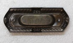 Vintage Art Deco Stamped Brass Recessed Window Sash Lift 7 Vintage Art Deco Stamped Brass Recessed Window Sash Lift -OGT Sale Store window hardware for sale p259278