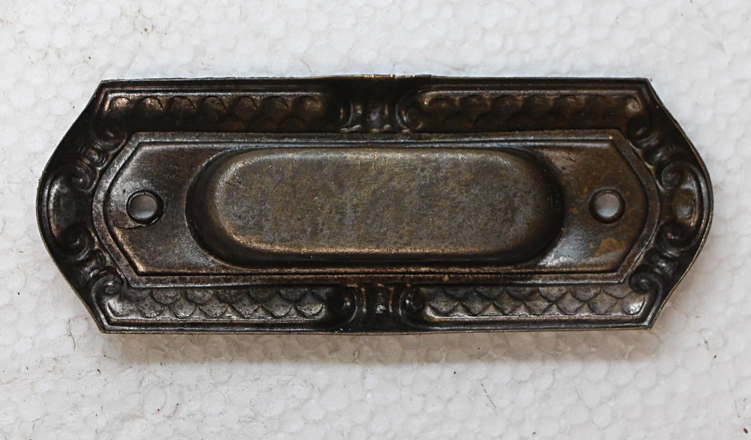 Vintage Art Deco Stamped Brass Recessed Window Sash Lift 5 Vintage Art Deco Stamped Brass Recessed Window Sash Lift - Image 3