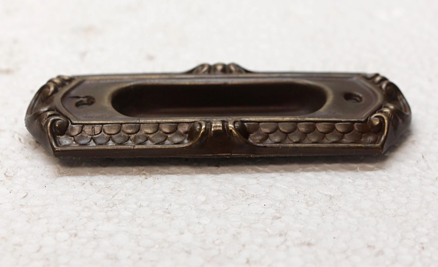 Vintage Art Deco Stamped Brass Recessed Window Sash Lift 4 Vintage Art Deco Stamped Brass Recessed Window Sash Lift - Image 2