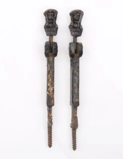 Pair Of Antique Figural Cast Iron Window Shutter Drop Pulls