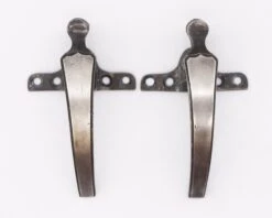 Pair Of Brushed Nickel & Black Brass Window Lever Locks