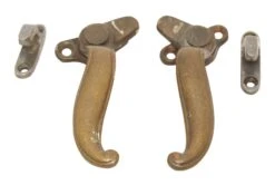 Pair Of Left & Right Original Bronze Shutter Latches