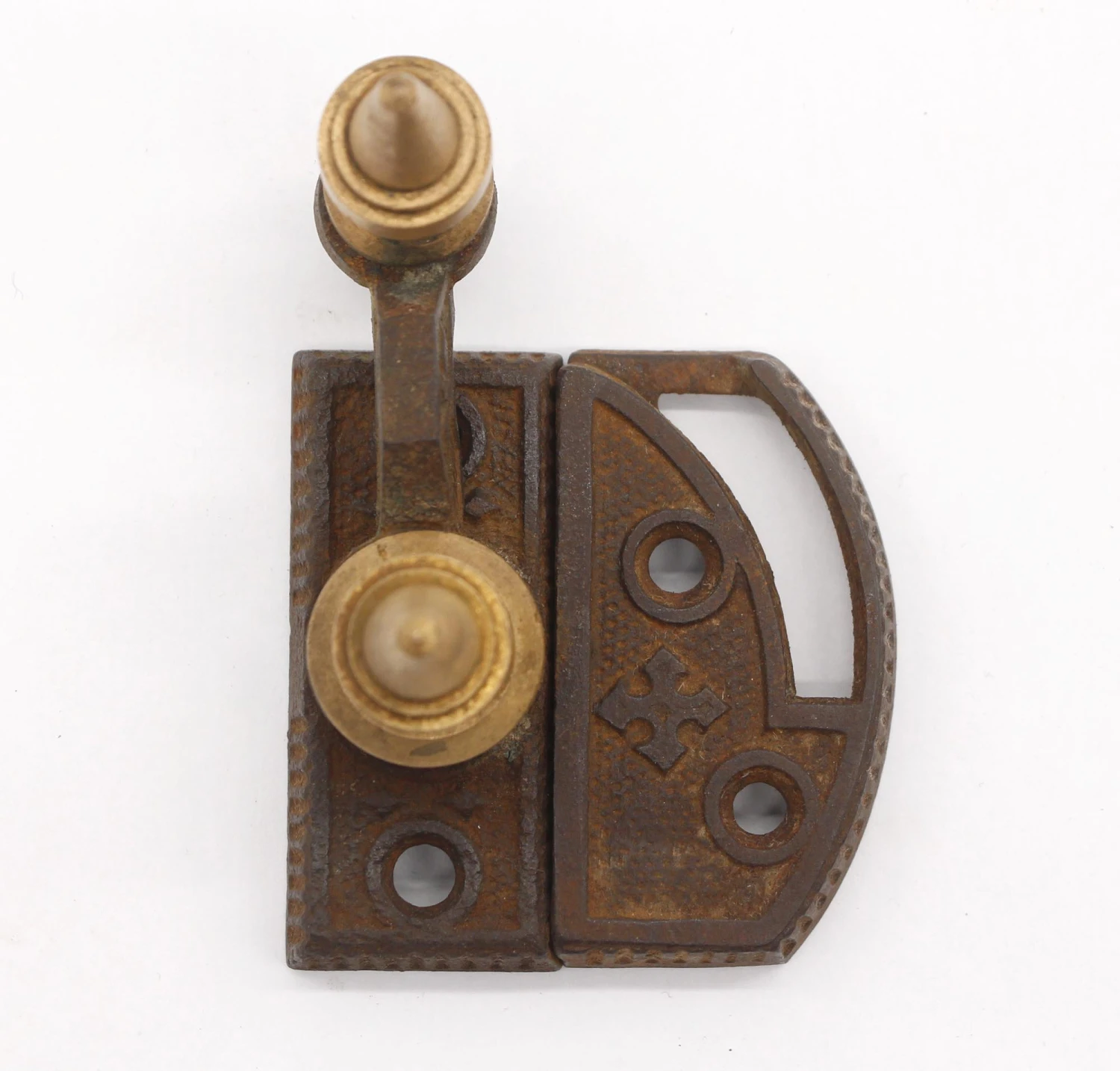 Cast Iron High Profile Brass Tips Cabinet Window Lock 4 Cast Iron High Profile Brass Tips Cabinet Window Lock - Image 2