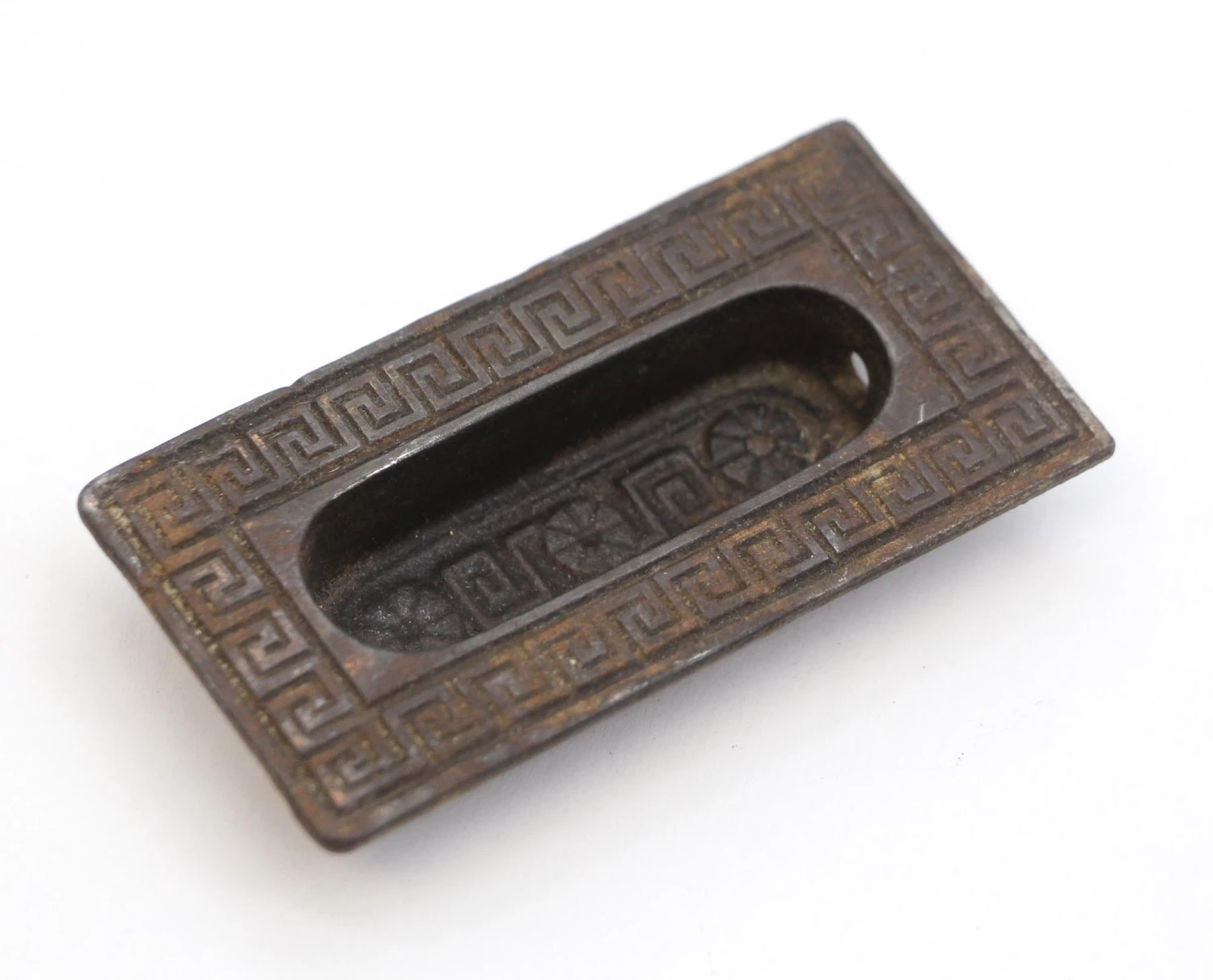 Antique Cast Iron Greek Key Recessed Window Sash Lift 4 Antique Cast Iron Greek Key Recessed Window Sash Lift - Image 2