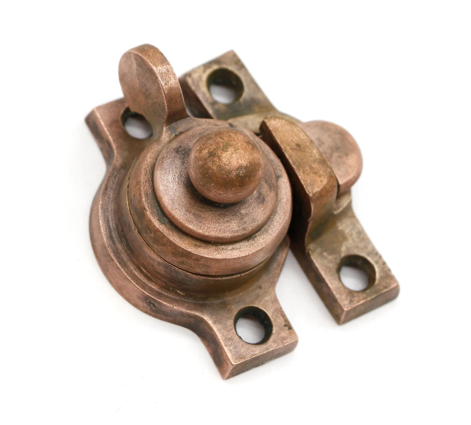 Vintage Copper Plated Brass Ball Top Window Lock 4 Vintage Copper Plated Brass Ball Top Window Lock - Image 2