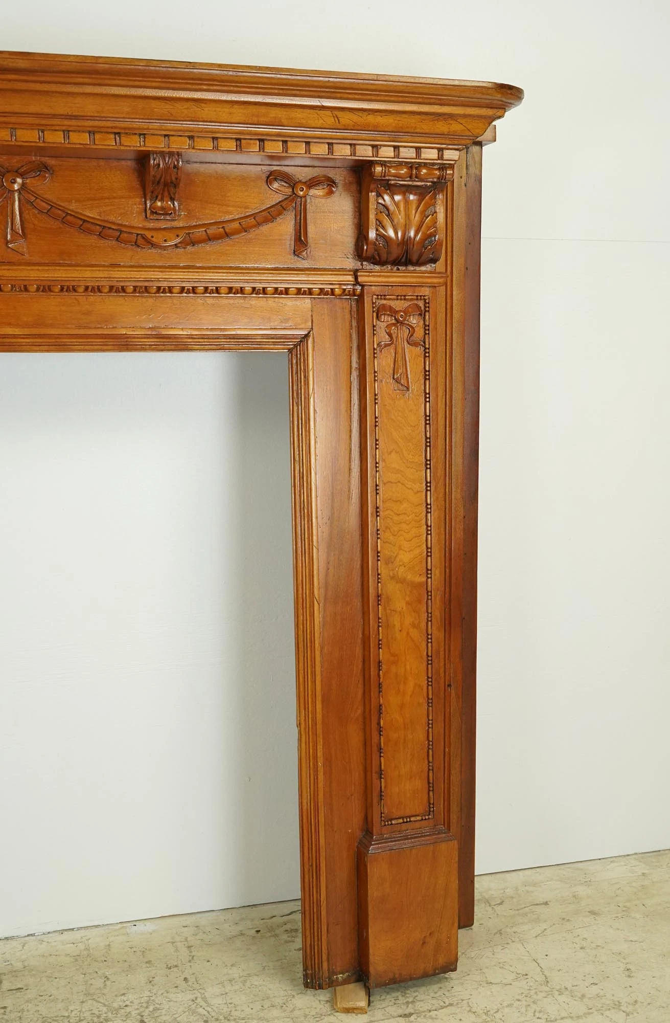 Refinished Federal Birch Wood Fireplace Mantel 5 Refinished Federal Birch Wood Fireplace Mantel - Image 3