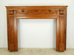 Refinished Federal Birch Wood Fireplace Mantel