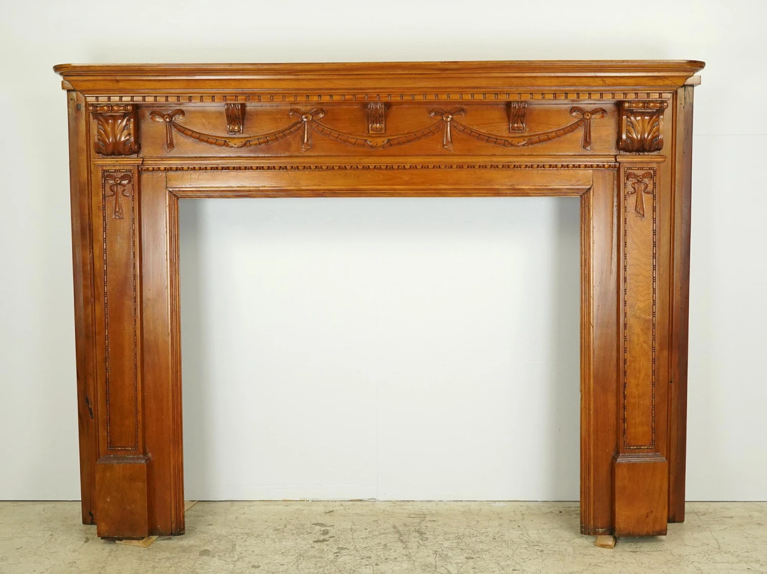 Refinished Federal Birch Wood Fireplace Mantel 3 Refinished Federal Birch Wood Fireplace Mantel